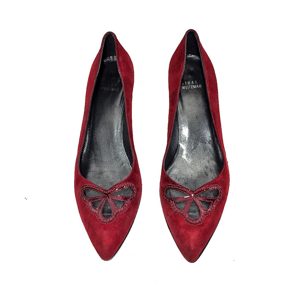 Stuart Weitzman Red Suede/Patent Pointed Pump - image 1
